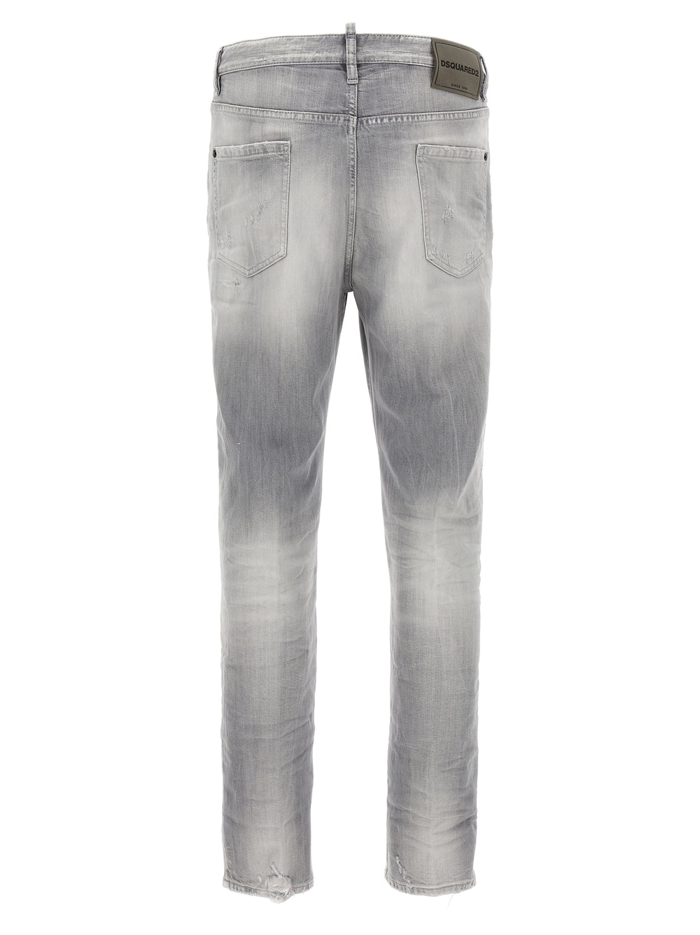 Gray Cotton Straight-Leg Jeans