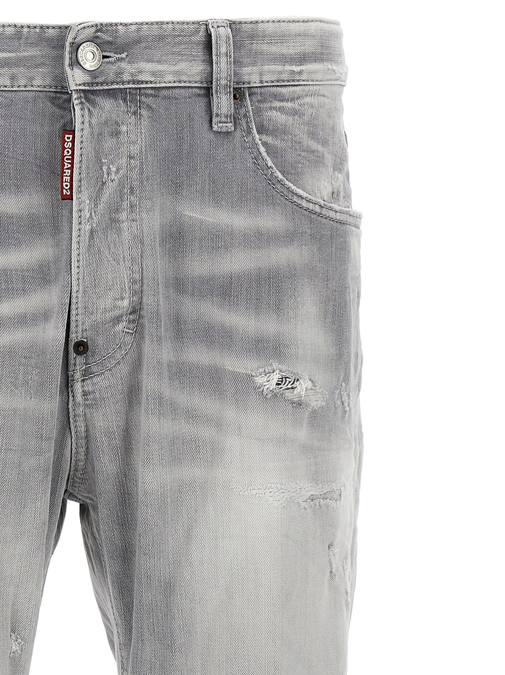 Gray Cotton Straight-Leg Jeans