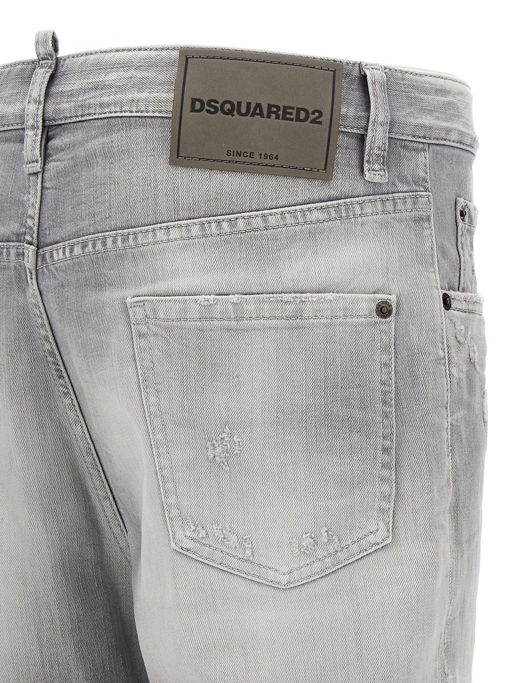 Gray Cotton Straight-Leg Jeans