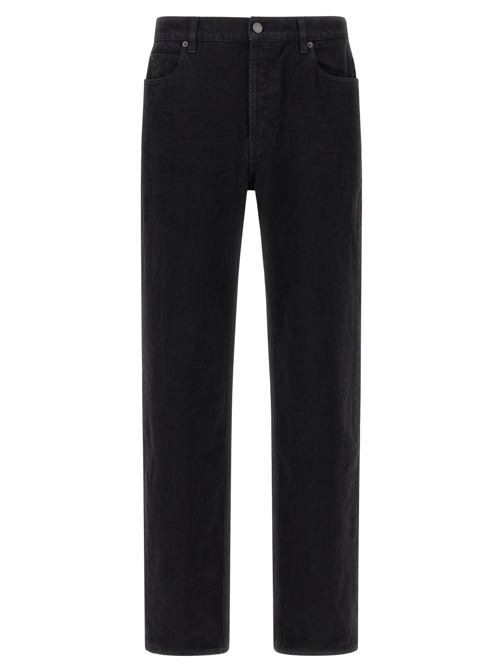 Black Cotton Straight-Leg Jeans