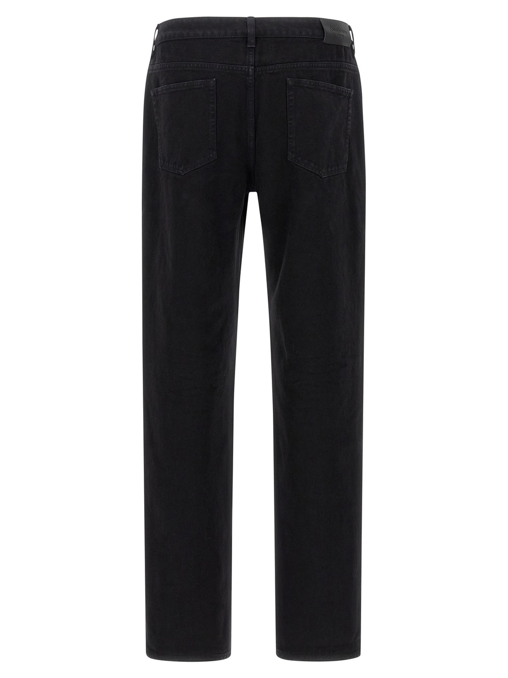 Black Cotton Straight-Leg Jeans