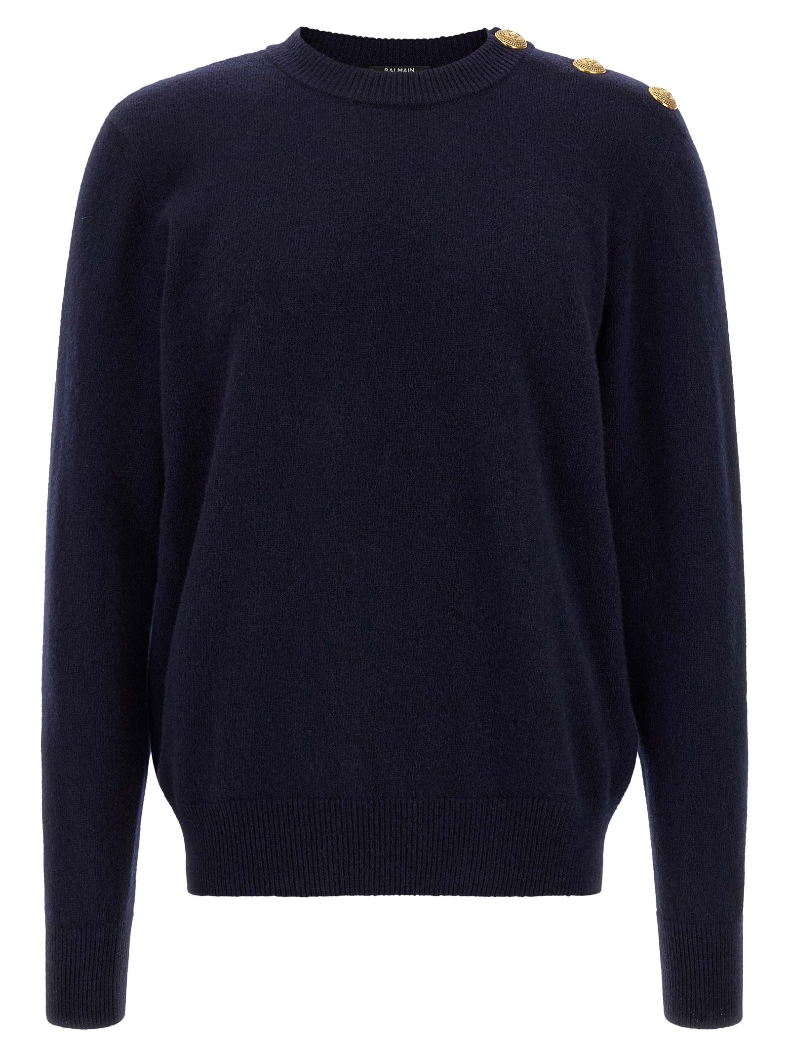 Balmain Cardigan από Κασμίρι και Παρθένο Μαλλί σε Μπλε