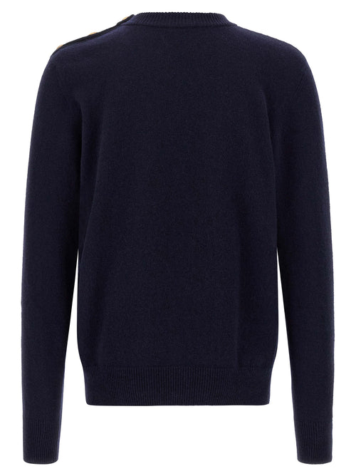 Balmain Cardigan από Κασμίρι και Παρθένο Μαλλί σε Μπλε
