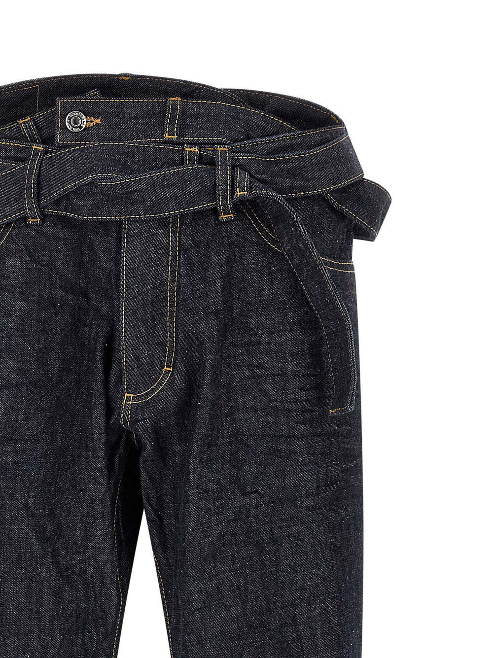 Blue Cotton Straight-Leg Jeans