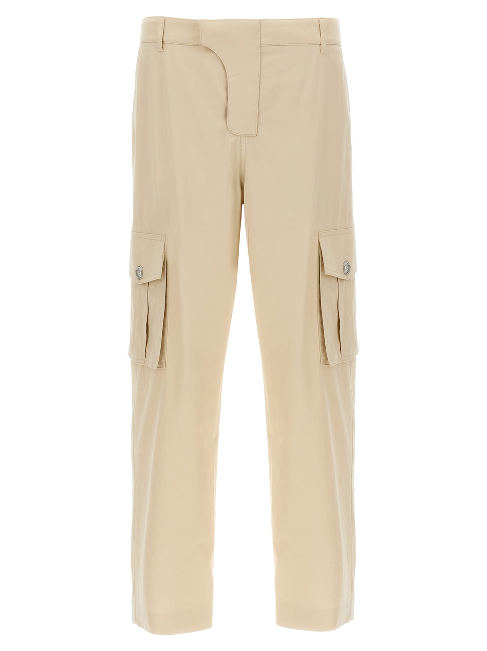 Beige Cotton Cargo Pants