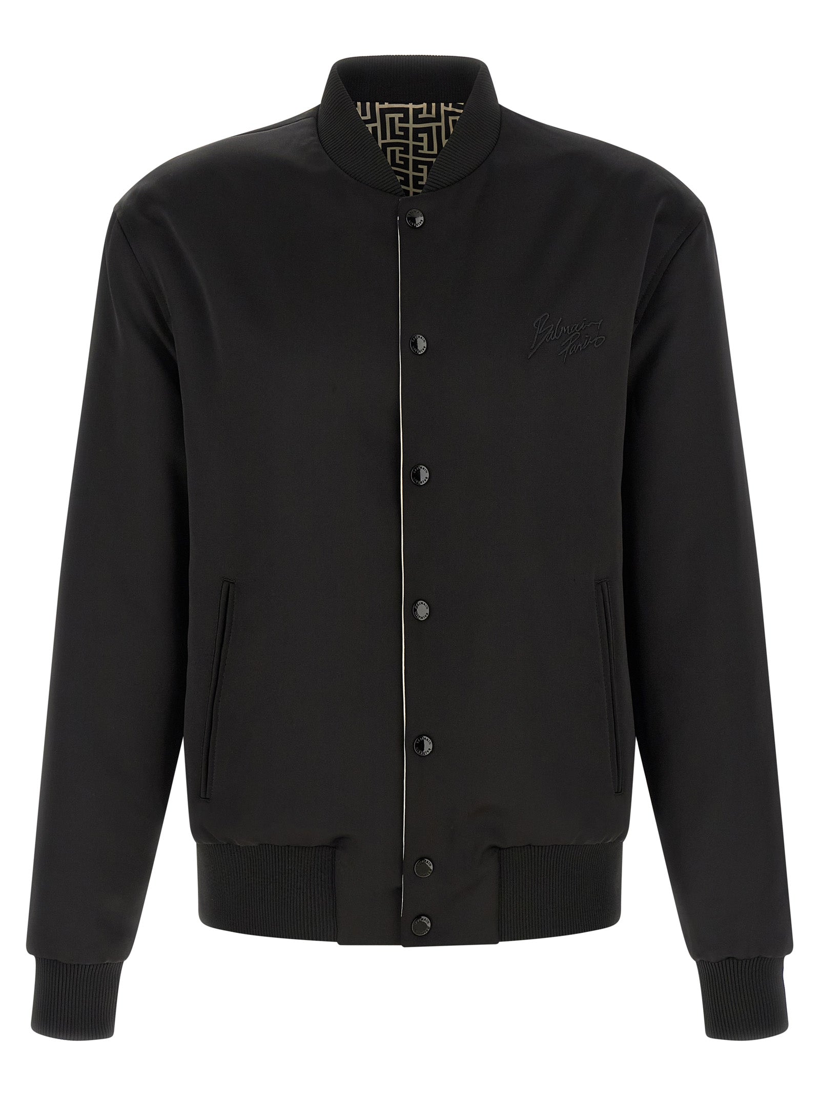 Balmain Αναστρέψιμο Bomber Jacket από Πολυαμίδιο σε Μαύρο