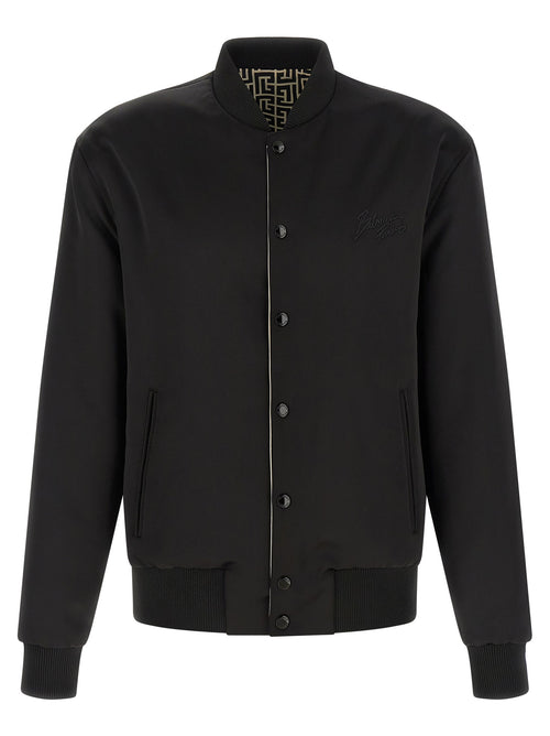 Balmain Αναστρέψιμο Bomber Jacket από Πολυαμίδιο σε Μαύρο
