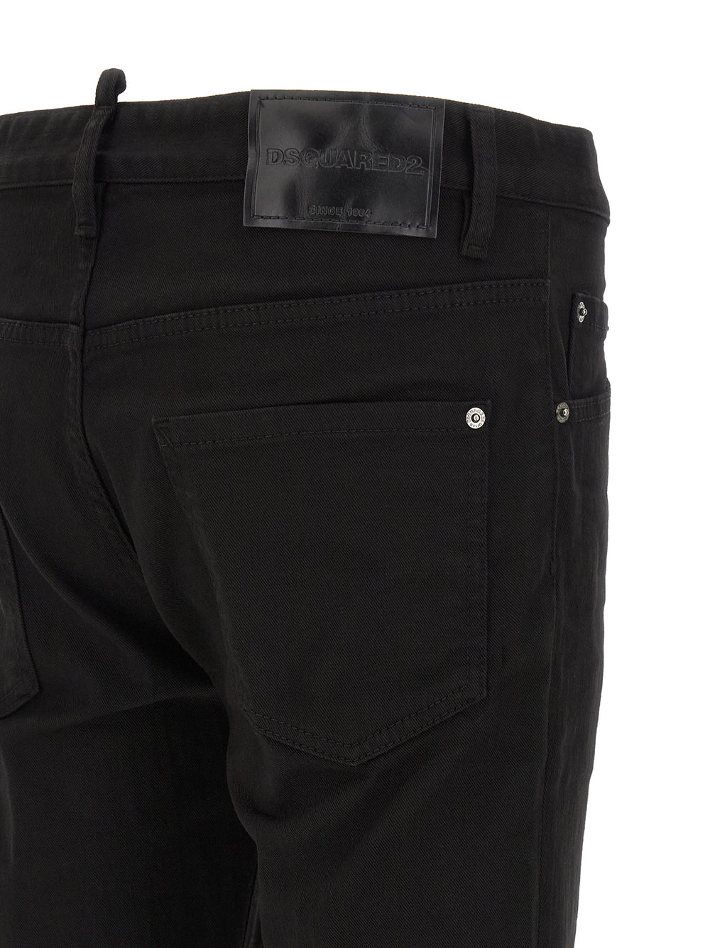 Black Cotton Straight-Leg Jeans