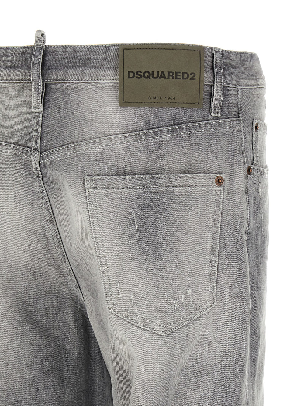 Gray Cotton Straight-Leg Jeans