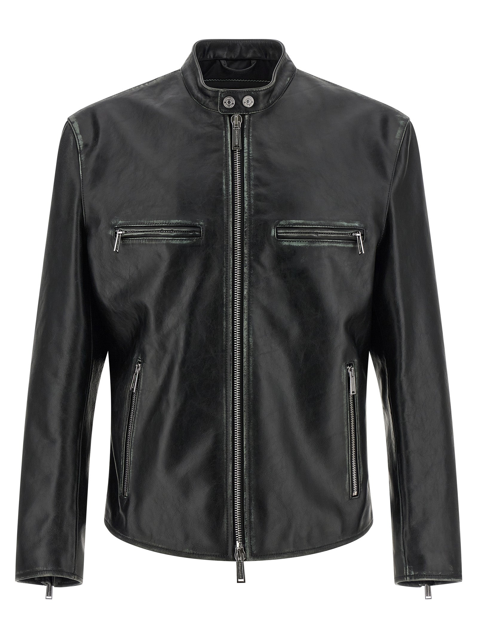 Dsquared² Δερμάτινο Biker Jacket σε Μαύρο