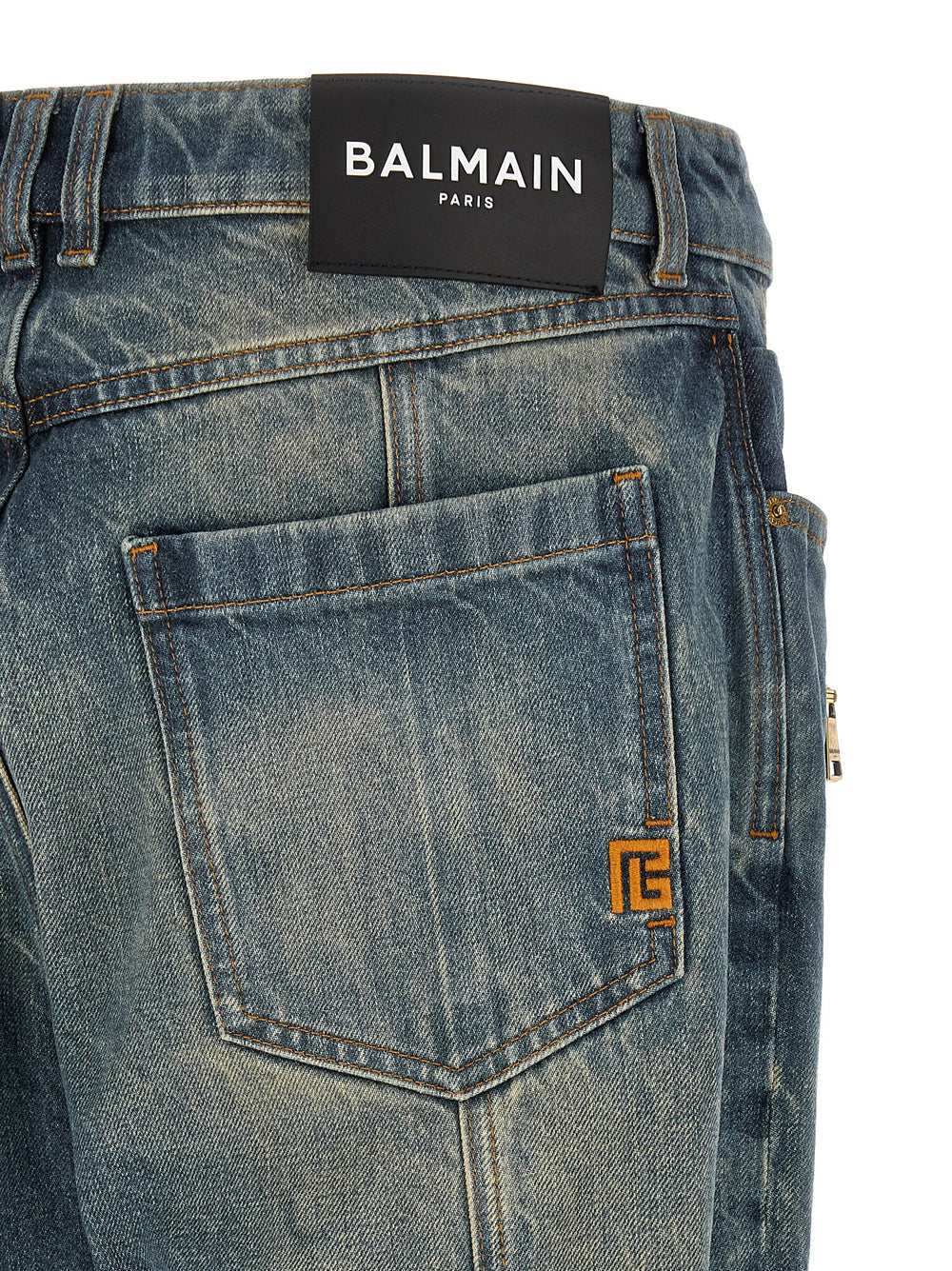 Balmain 100% Cotton Straight-Leg Jeans in Blue