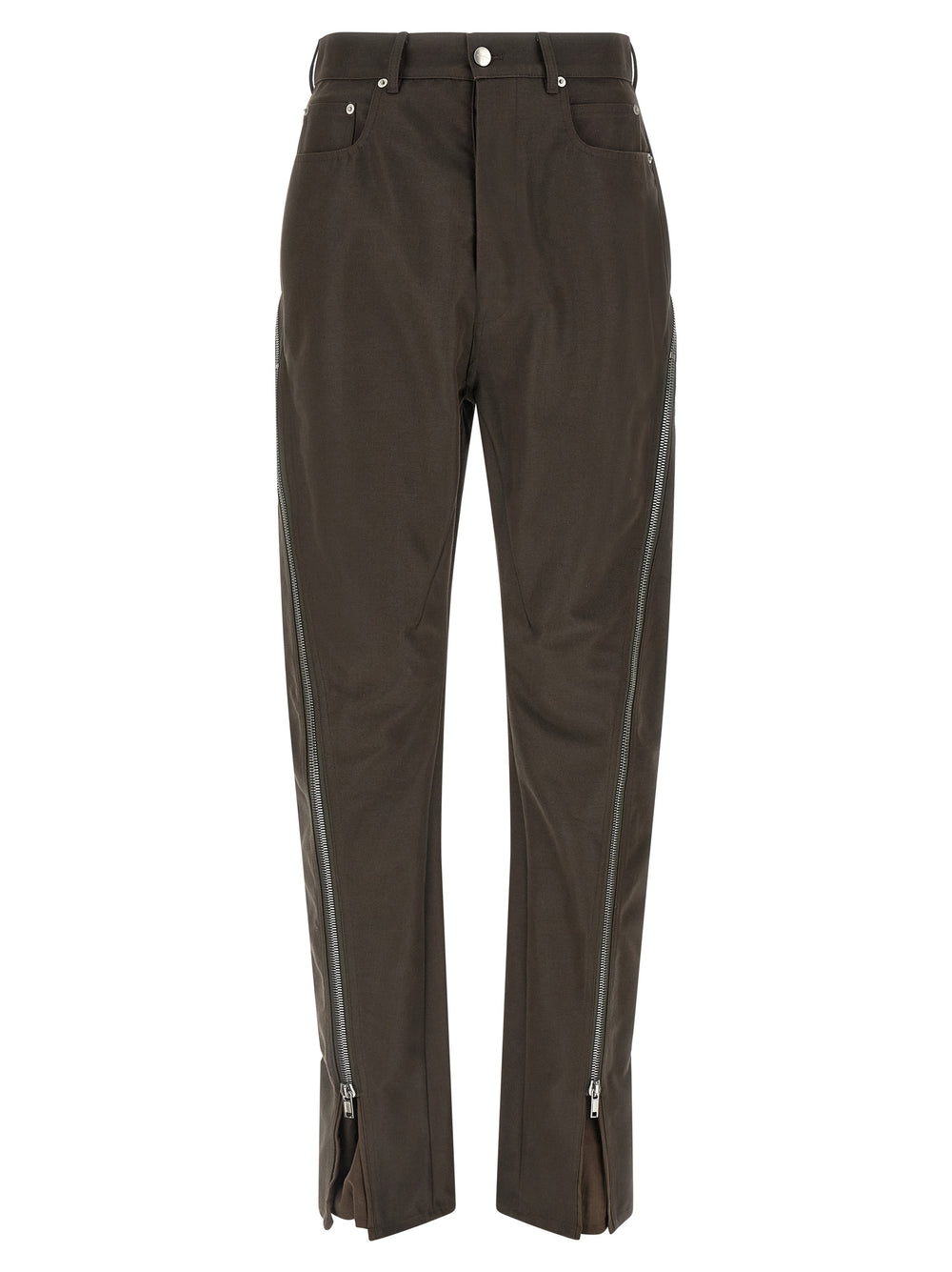 Brown Cotton Casual Pants