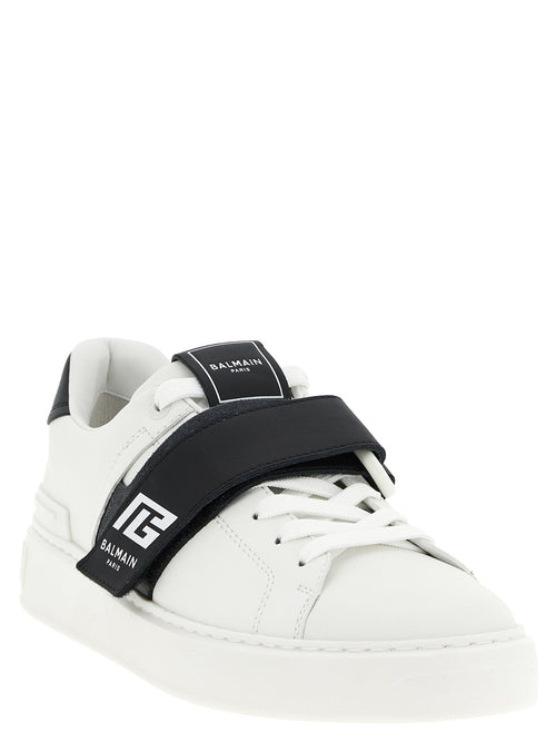 Balmain Δίχρωμα Δερμάτινα Sneakers από Δέρμα Μοσχαριού σε Λευκό και Μαύρο