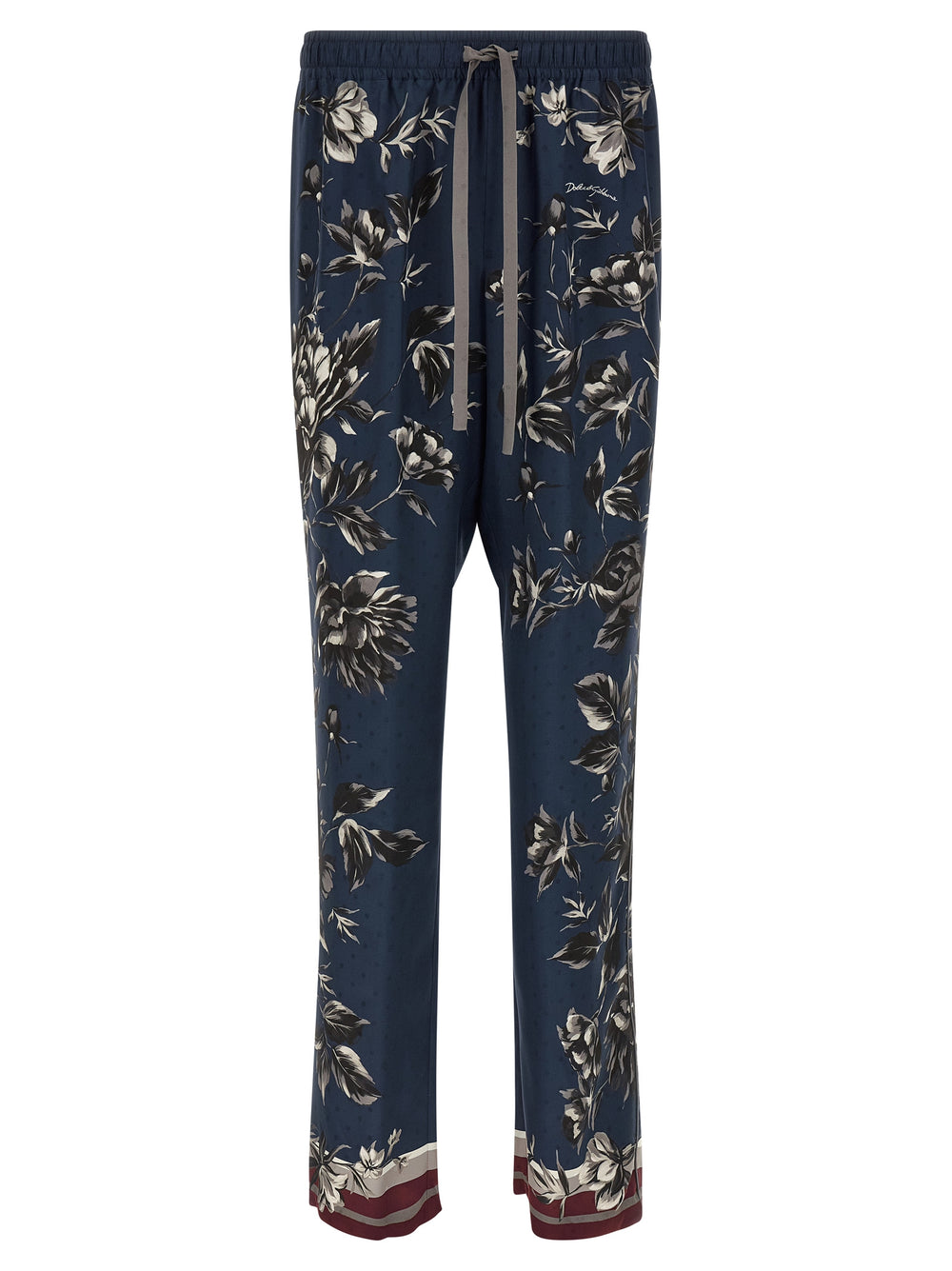 Blue Silk Casual Pants