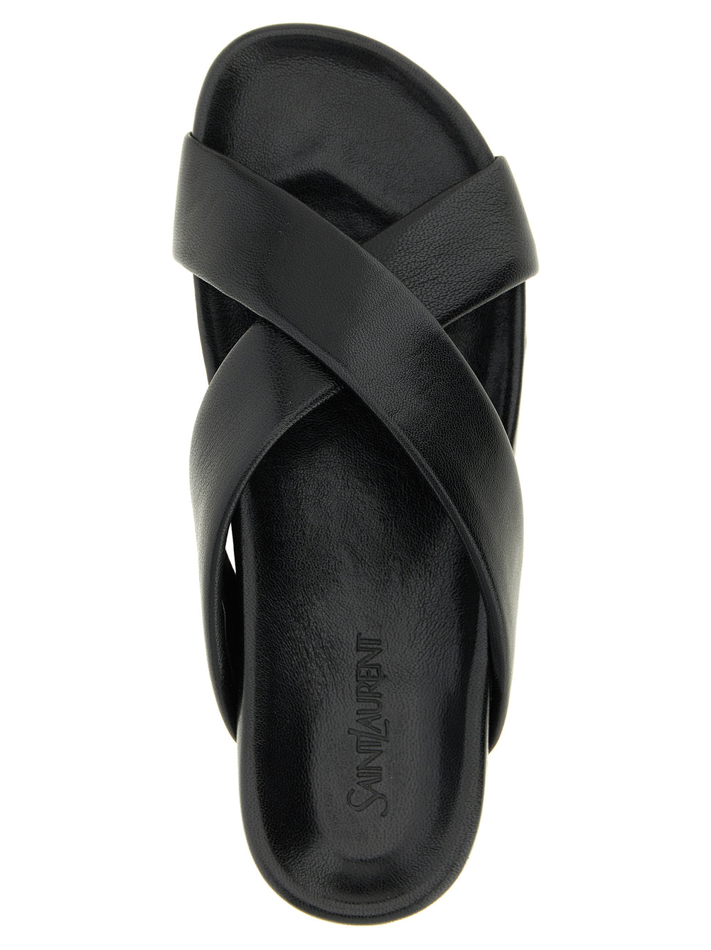 Black Lamb Leather Slides