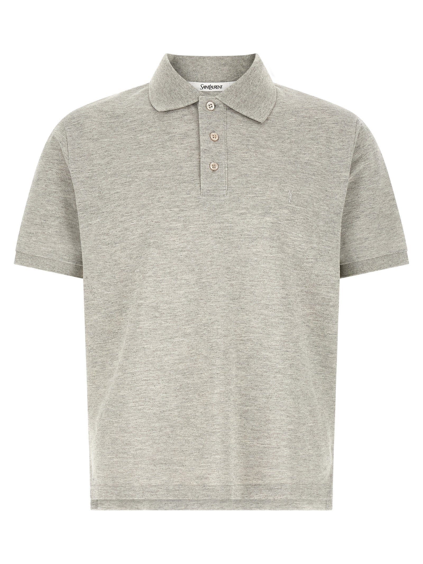 Saint Laurent Cotton Polo Shirt in Gray