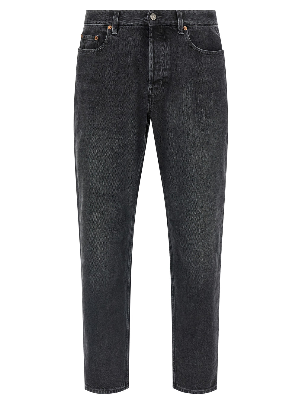 Black Cotton Straight-Leg Jeans