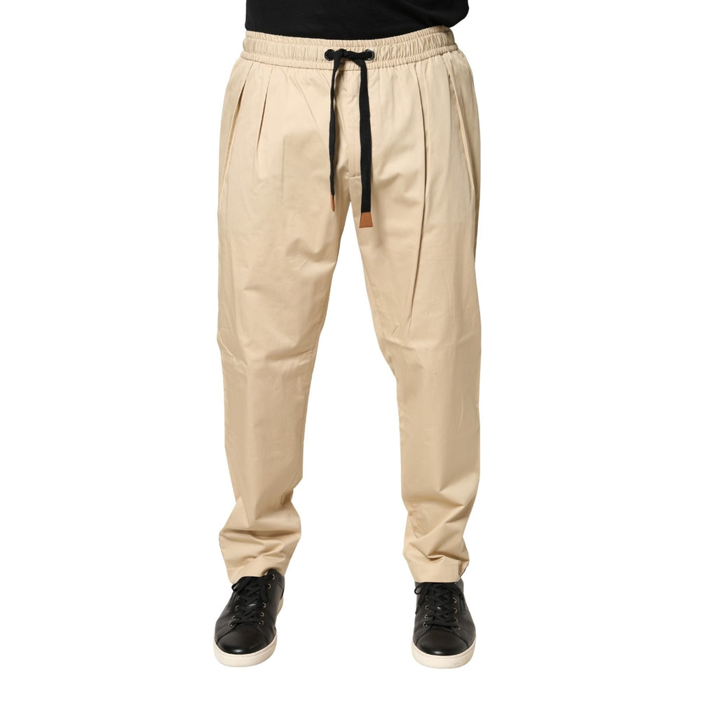 Beige Cotton Skinny Men Jogger Trouser Pants mens luxury fashion - Mens Edit