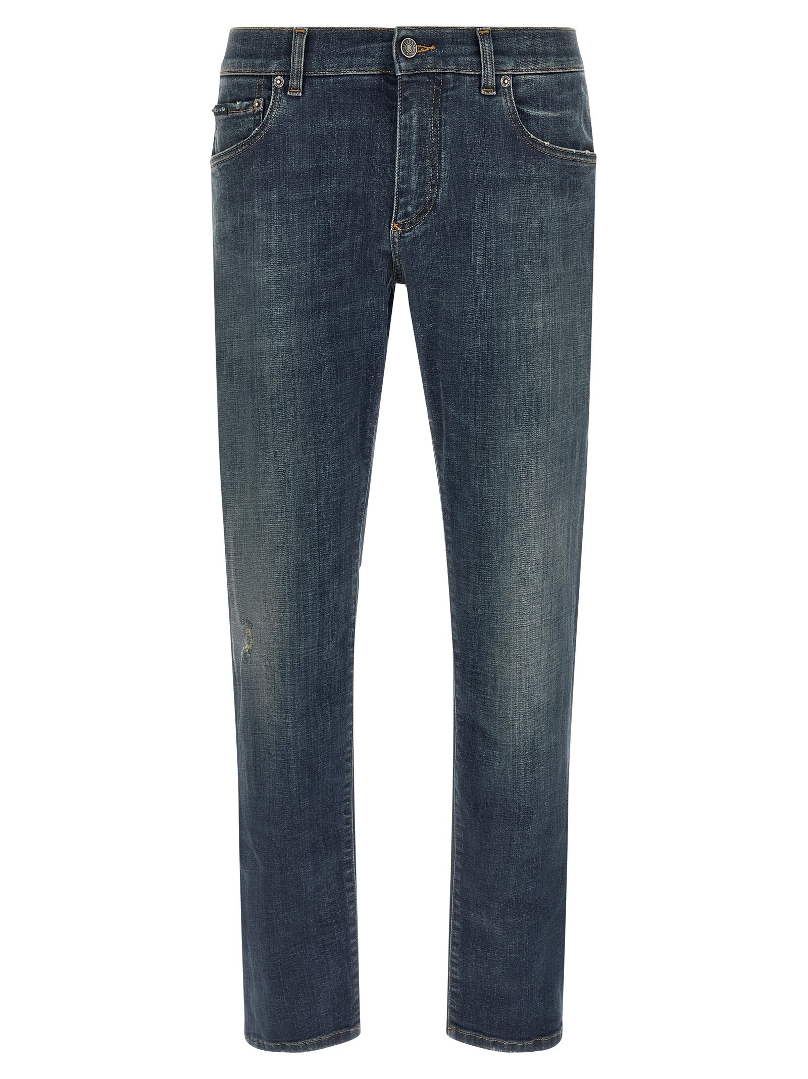 Blue Cotton Straight-Leg Jeans mens luxury fashion - Mens Edit