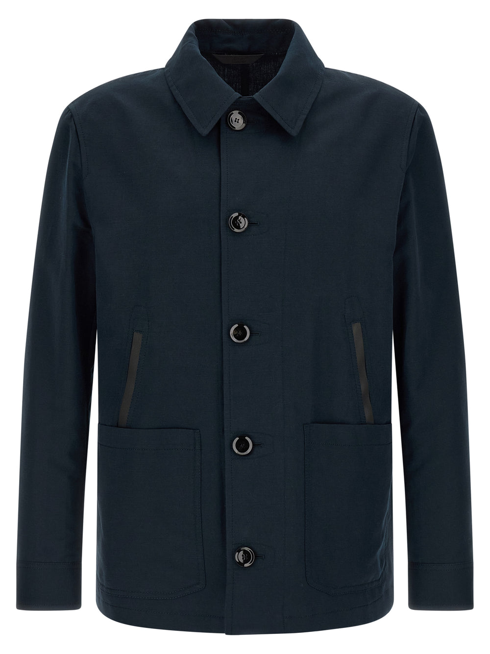 Blue Linen Full-Length Jacket