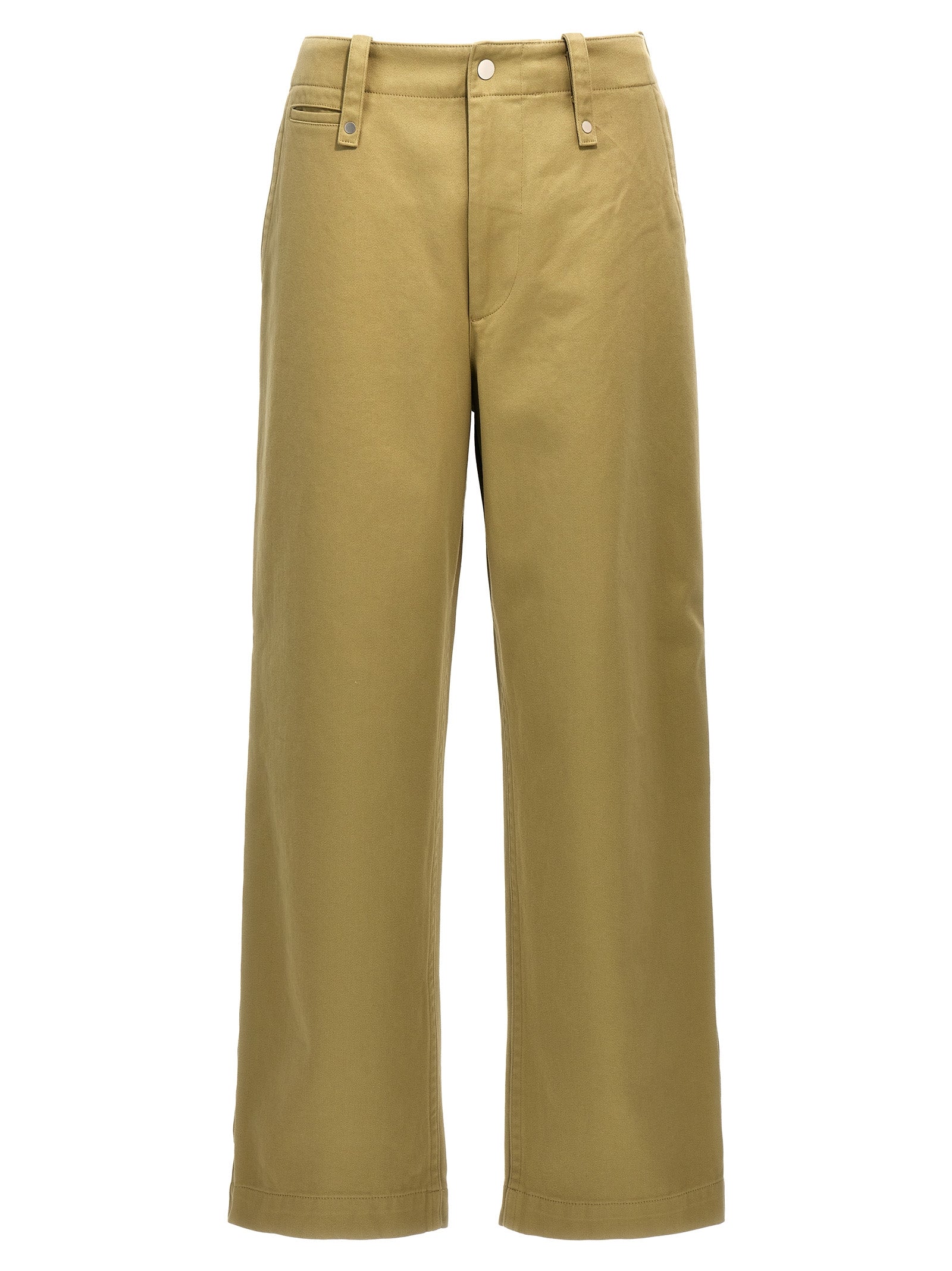 Beige Cotton Casual Pants