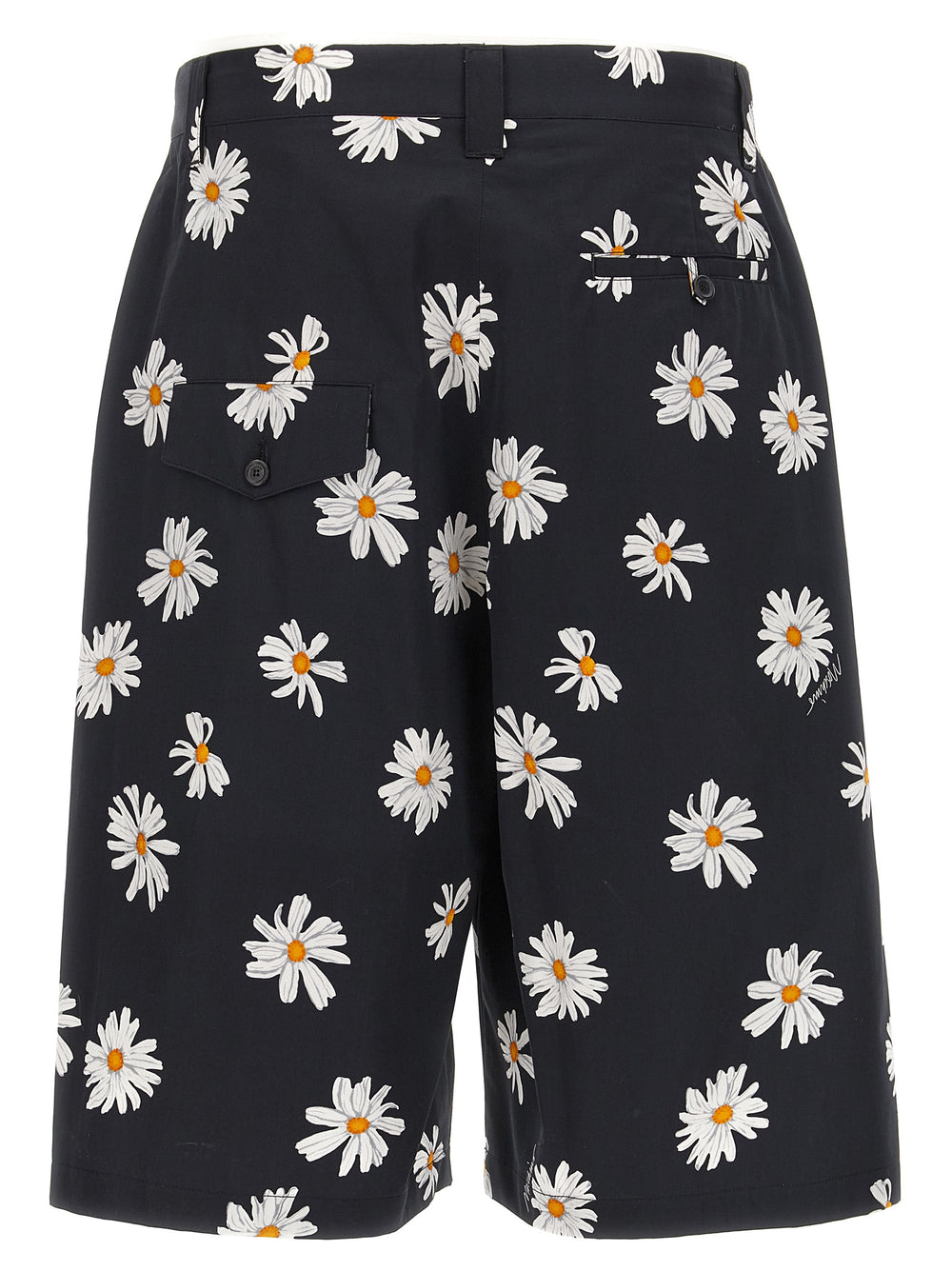 Black Cotton Bermuda Shorts
