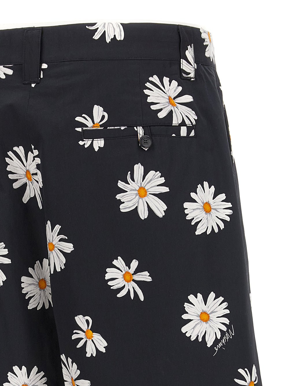 Black Cotton Bermuda Shorts