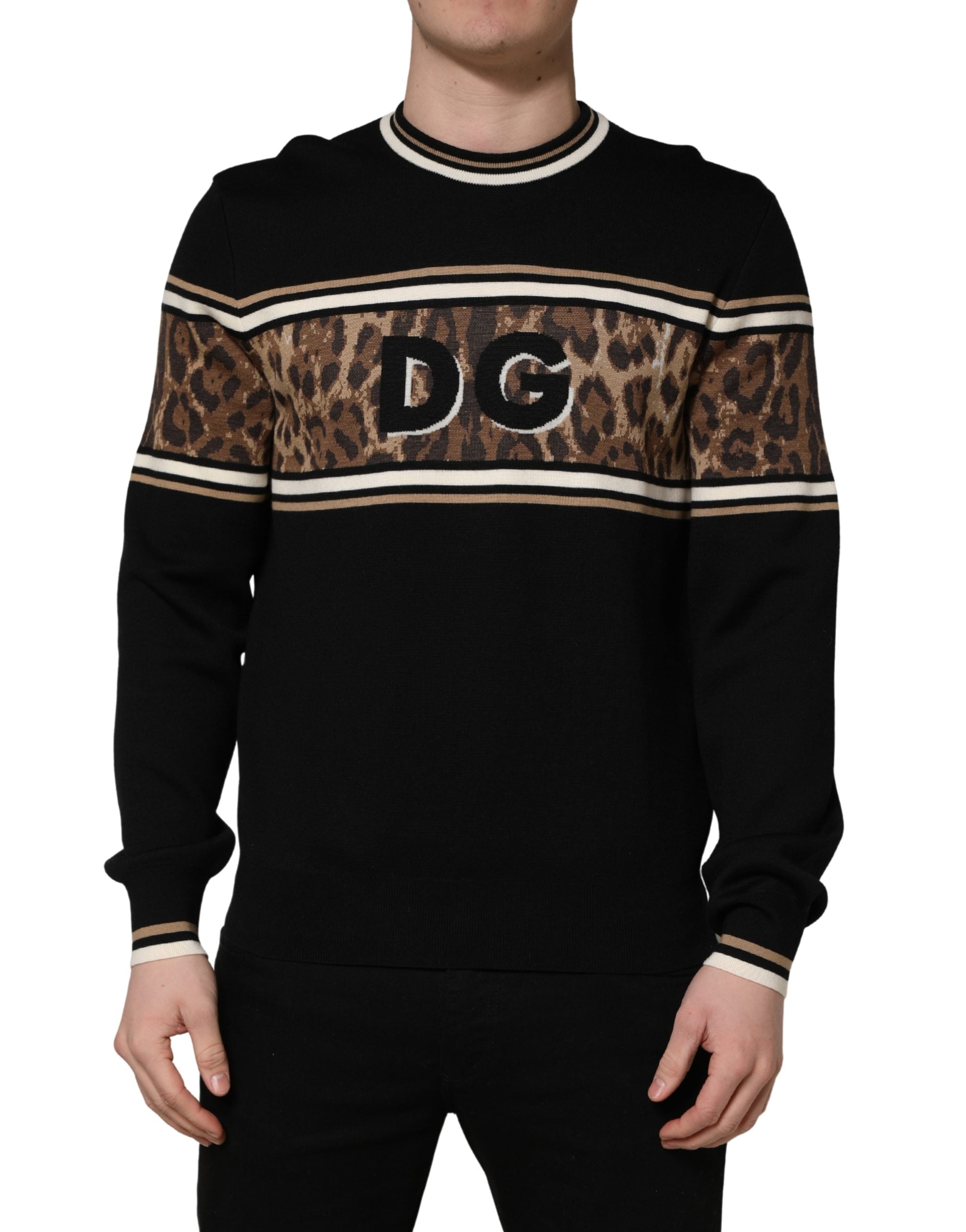 Dolce & Gabbana Πουλόβερ από παρθένο μαλλί με Crew Neck σε Μαύρο