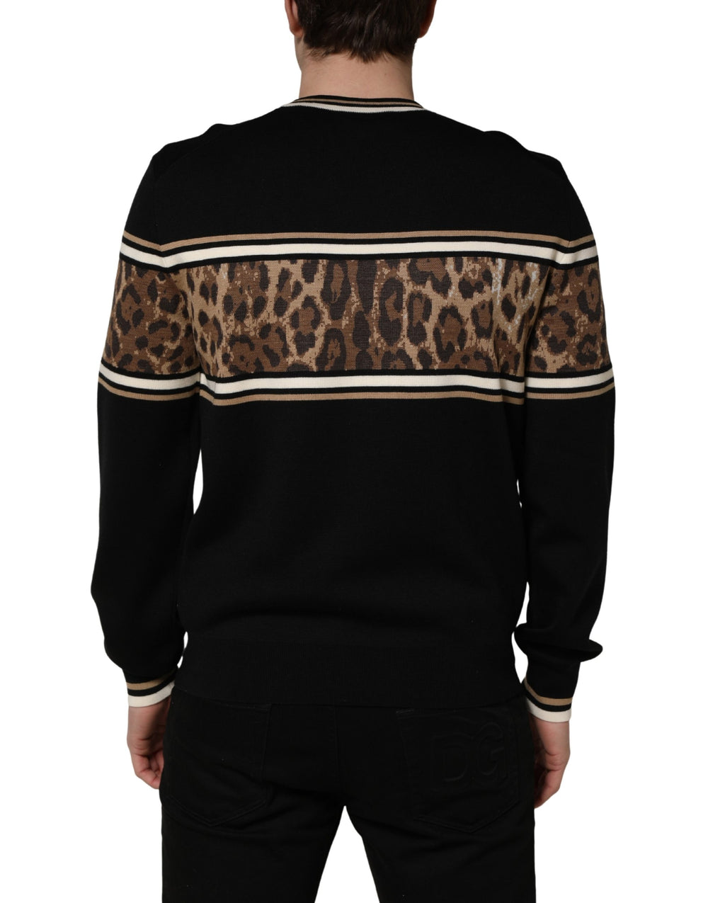 Dolce & Gabbana Virgin Wool Crew Neck Pullover Sweater in Black
