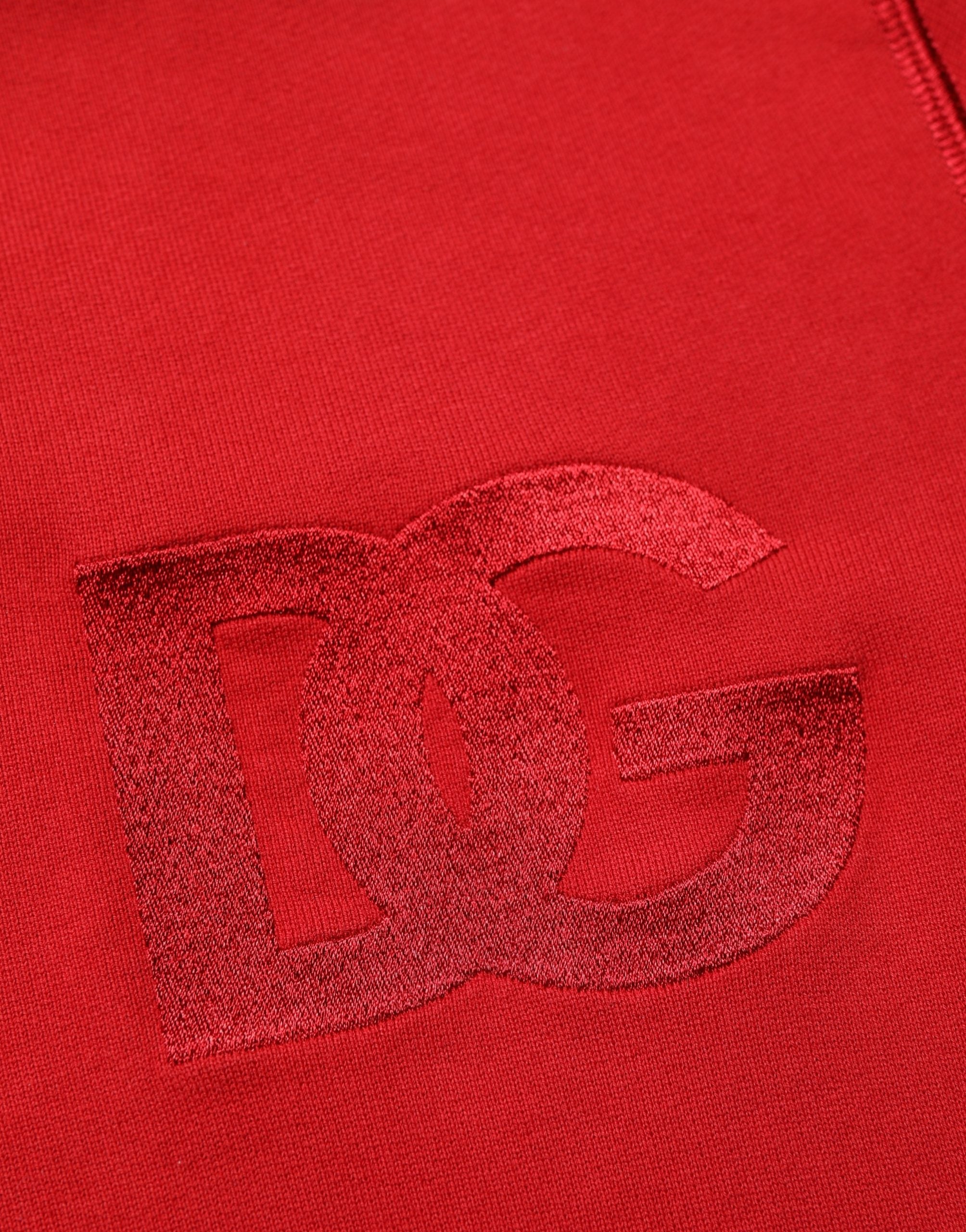 Dolce & Gabbana Βαμβακερό Hooded Full-Zip Πλεκτό σε Κόκκινο