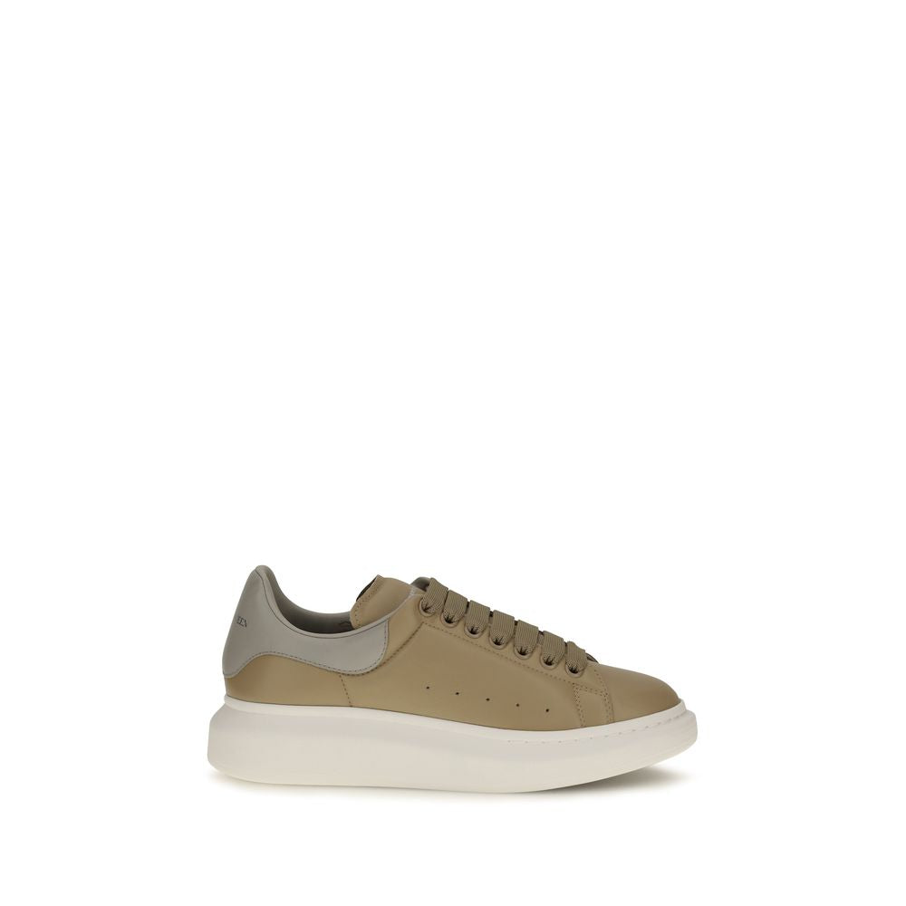 Alexander McQueen Calf Leather Platform Sneakers in Beige
