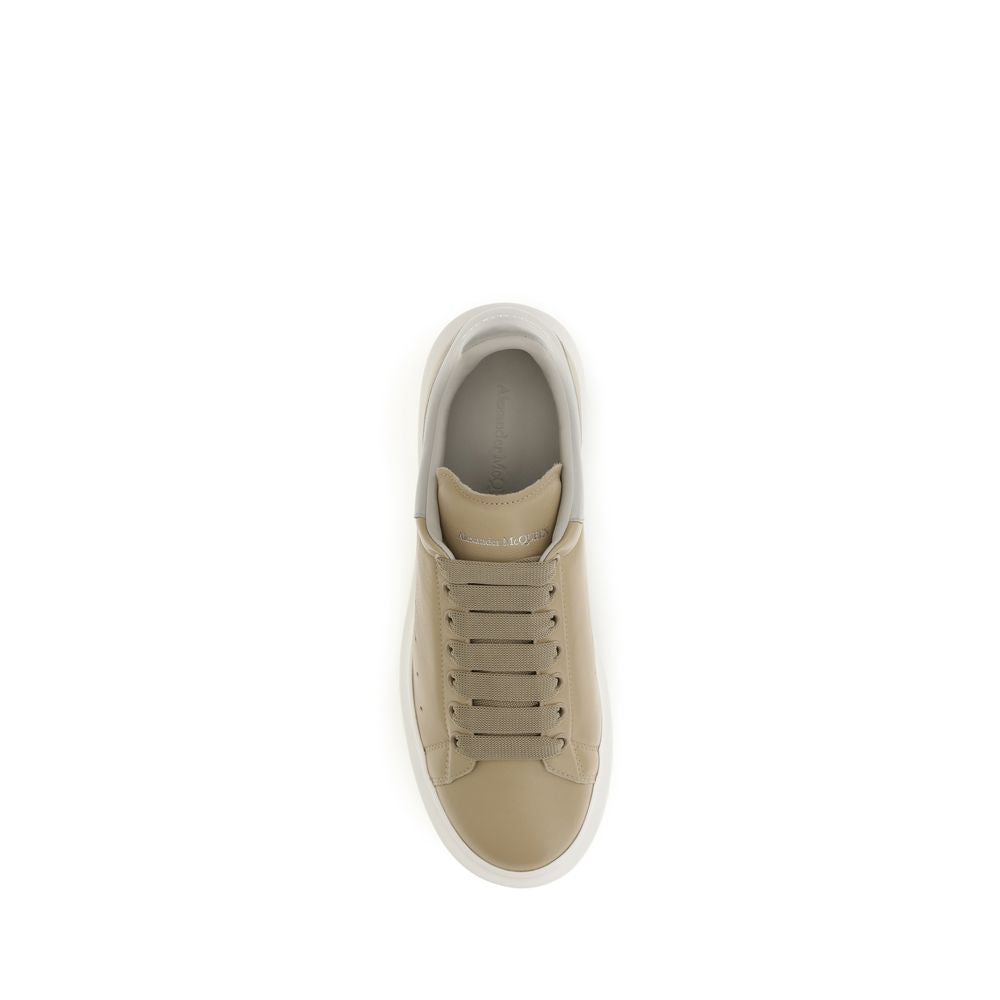 Alexander McQueen Calf Leather Platform Sneakers in Beige