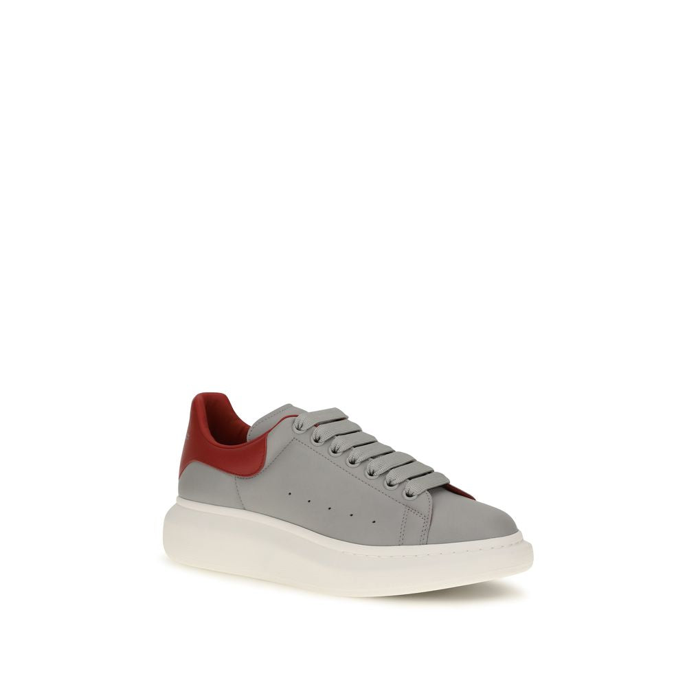 Alexander McQueen Calf Leather Platform Sneakers in Gray
