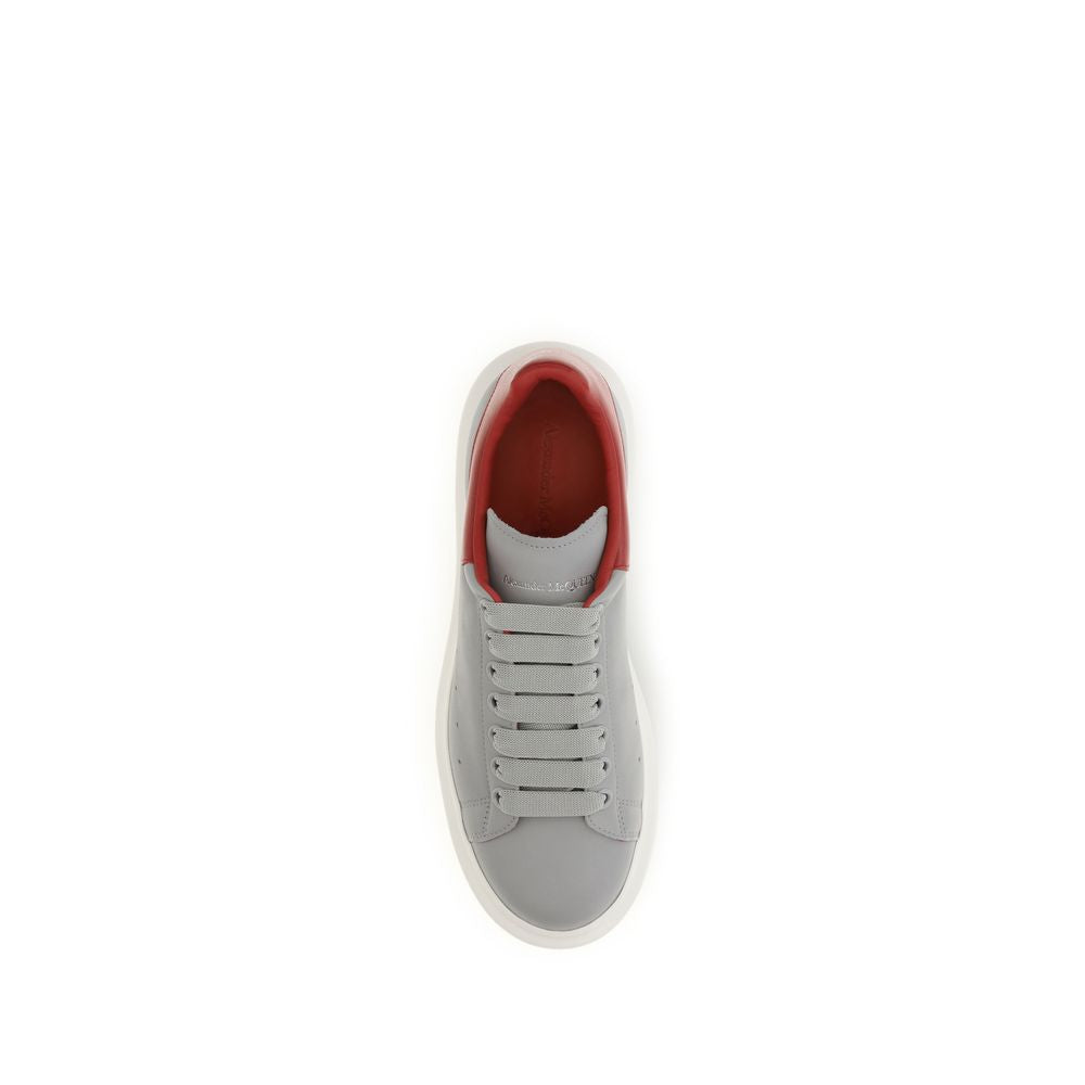 Alexander McQueen Calf Leather Platform Sneakers in Gray