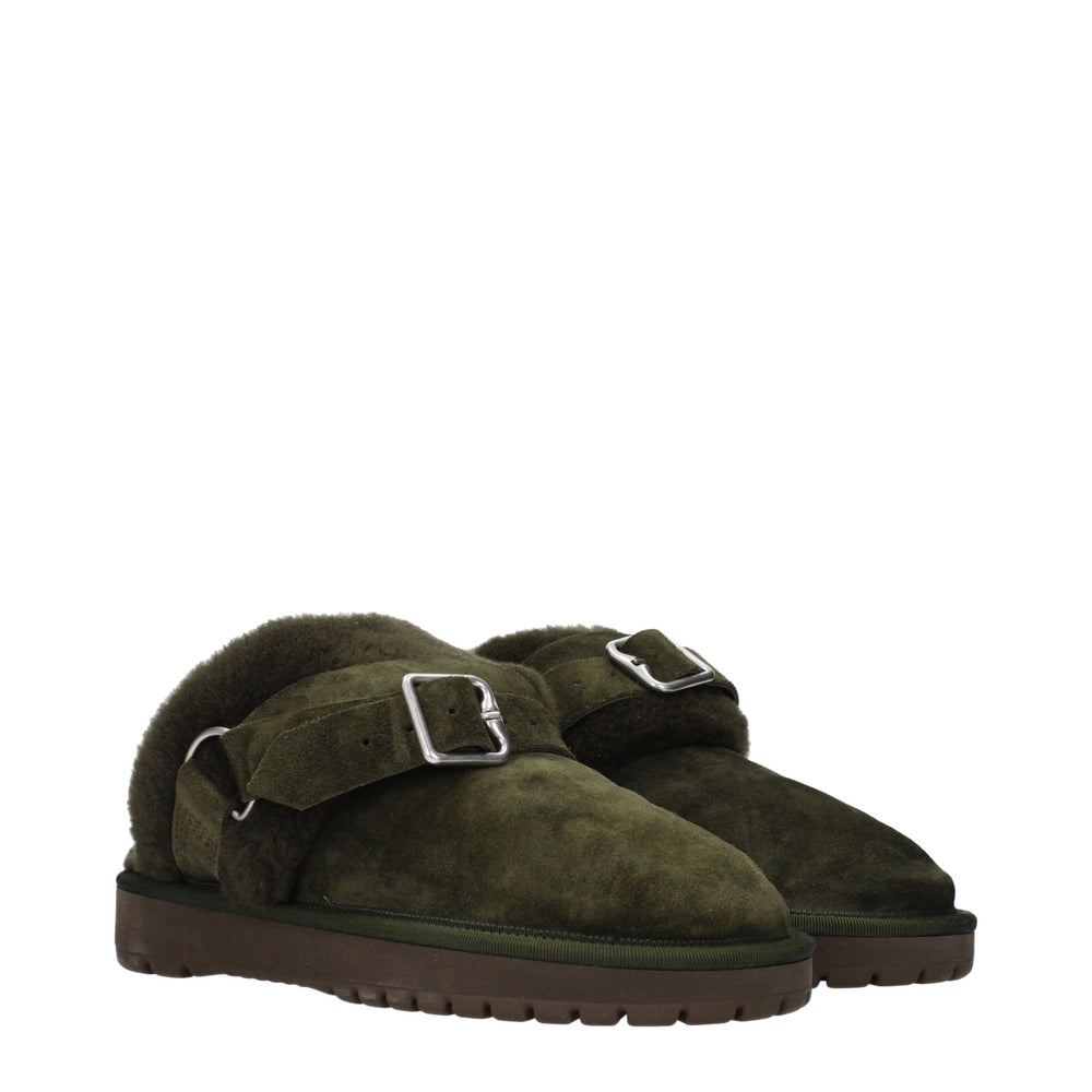 Burberry Suede Slippers in Green