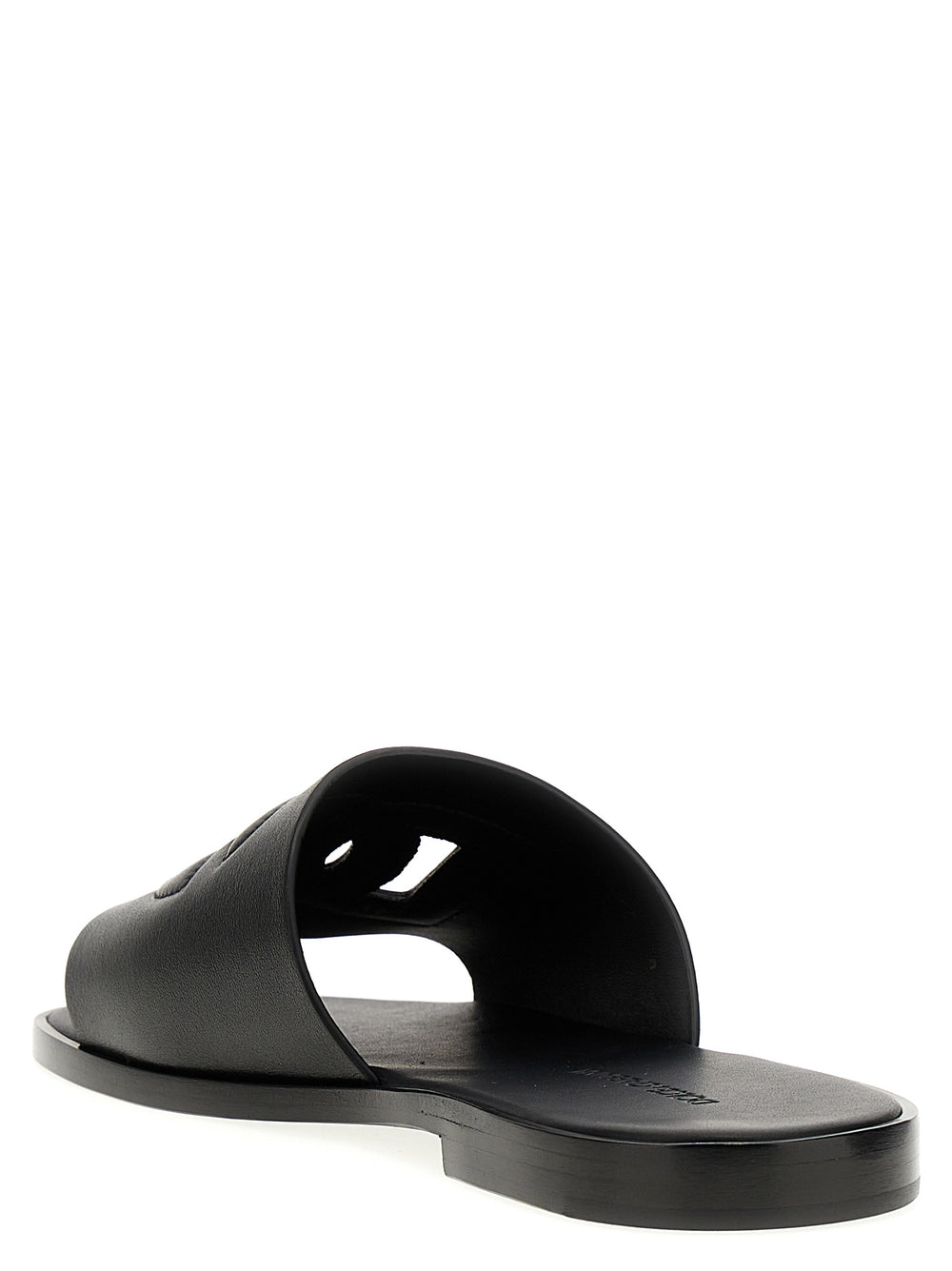 Dolce & Gabbana Leather Slides in Black