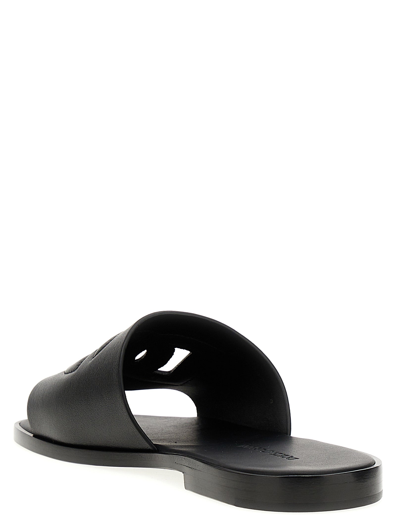 Dolce & Gabbana Leather Slides in Black