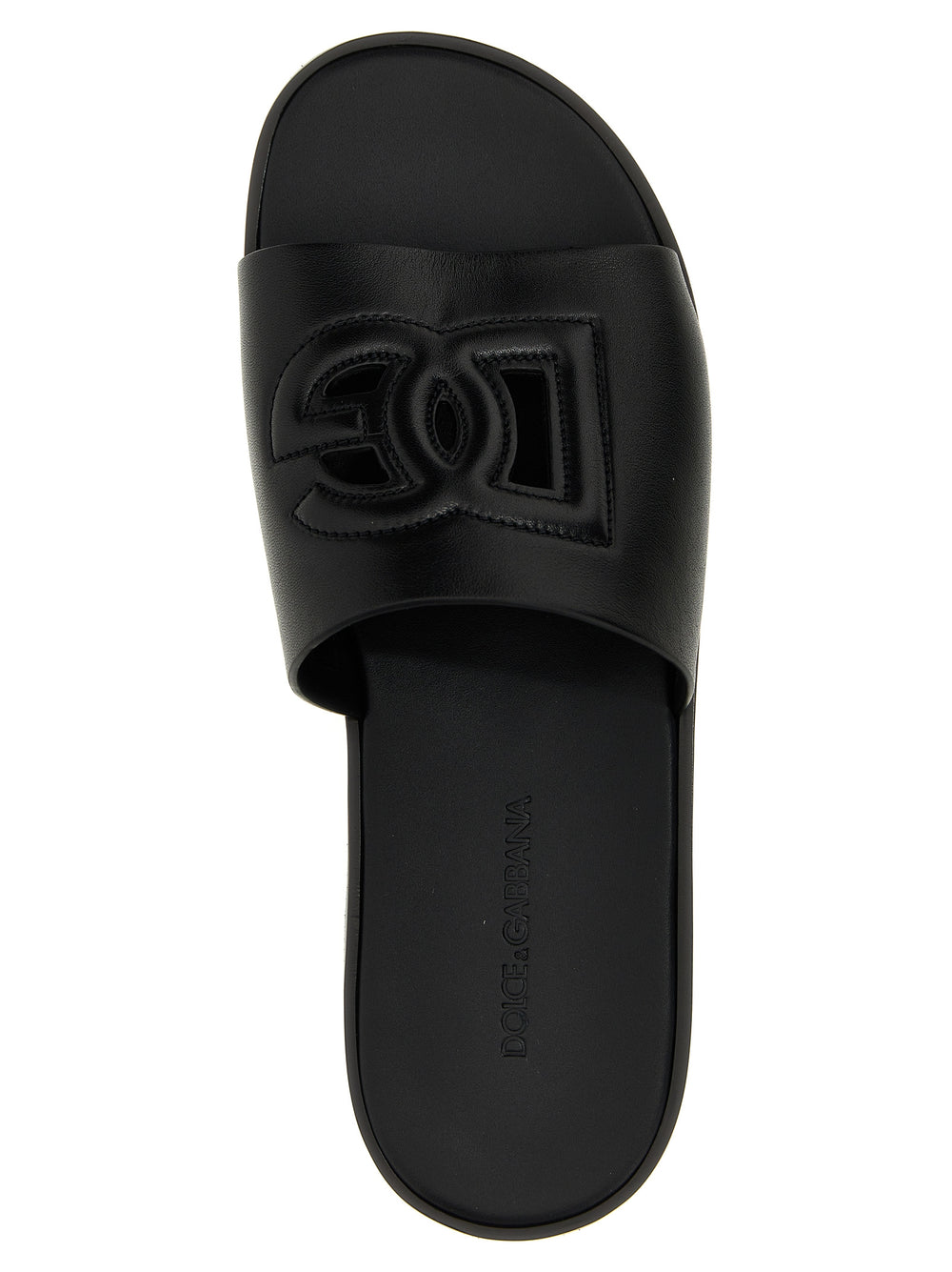 Dolce & Gabbana Leather Slides in Black