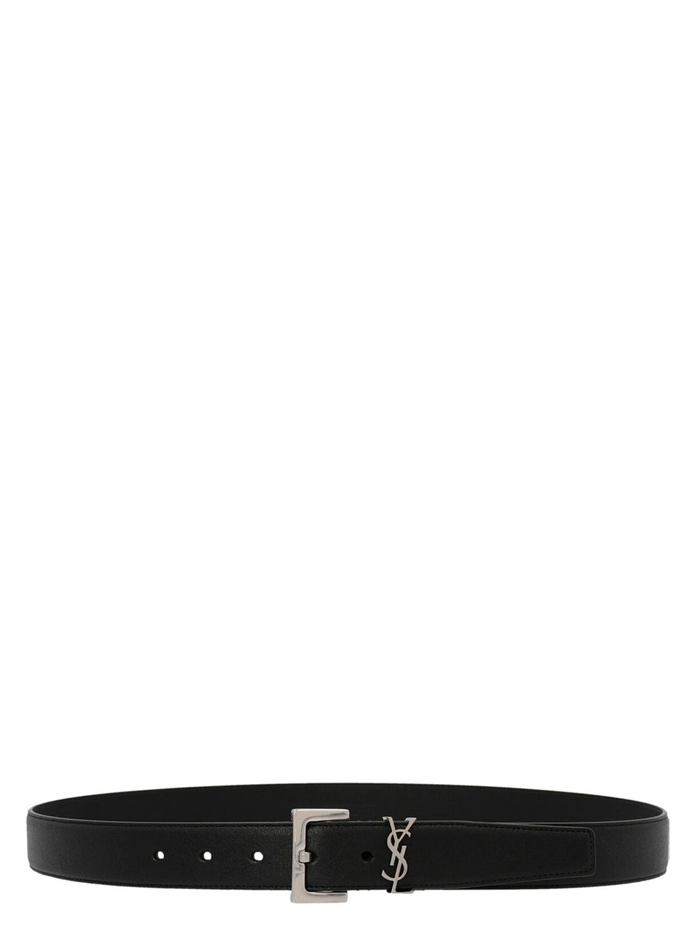 Saint Laurent Cassandre Calfskin Belt in Black