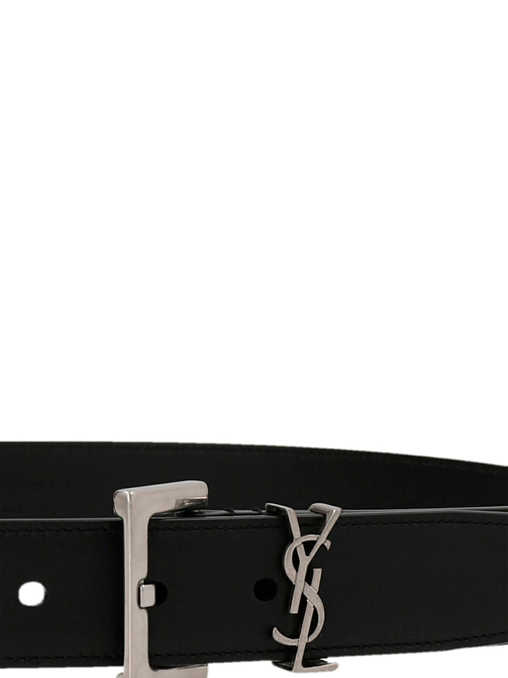 Saint Laurent Cassandre Calfskin Belt in Black