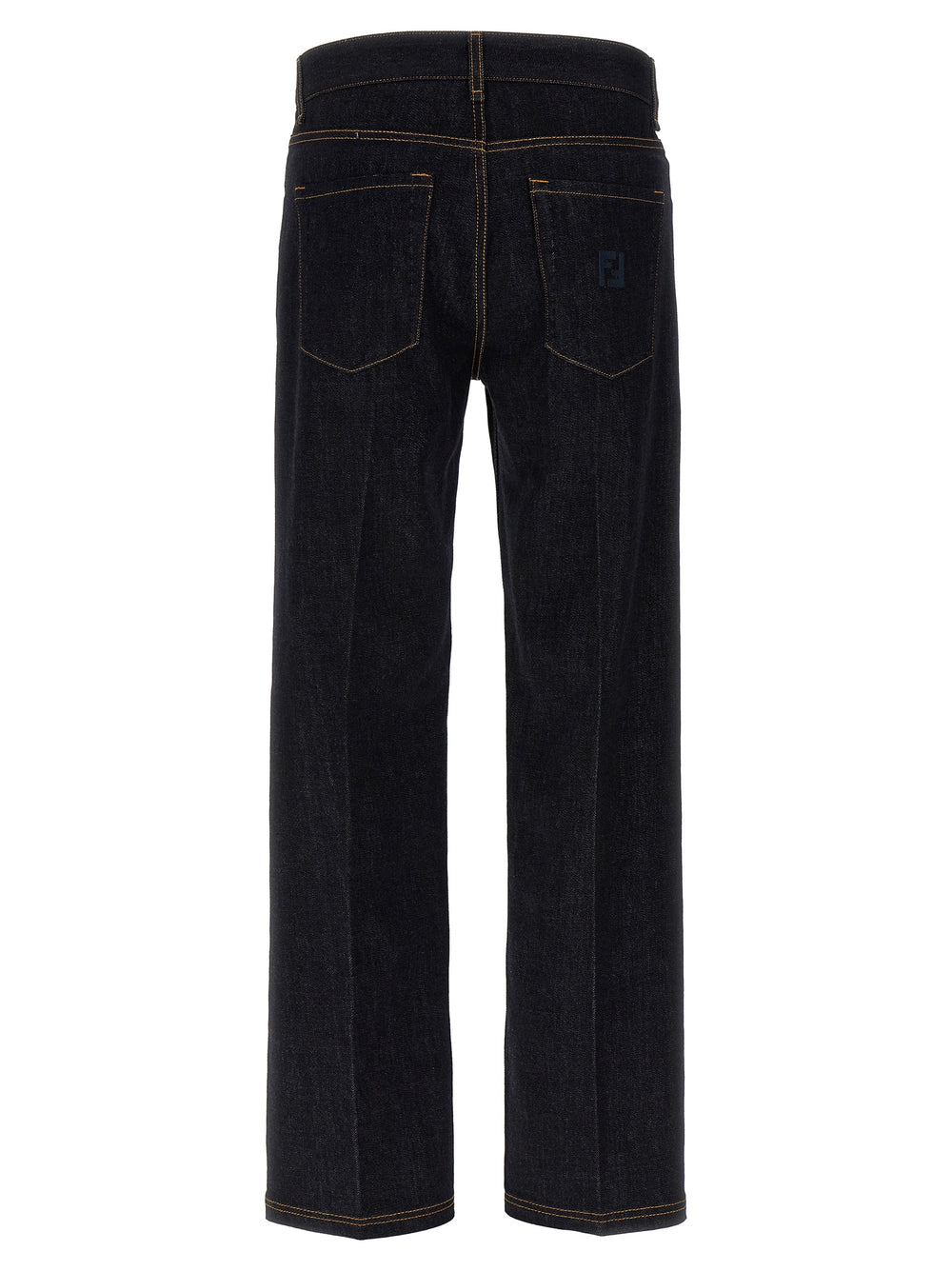 Blue Cotton Straight-Leg Jeans