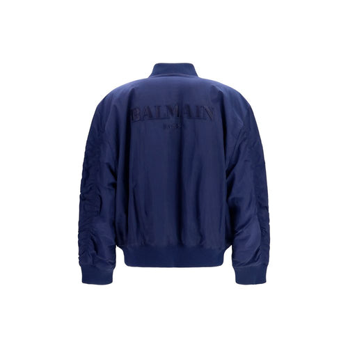 Balmain Bomber Jacket από ανακυκλωμένο πολυαμίδιο σε Μπλε