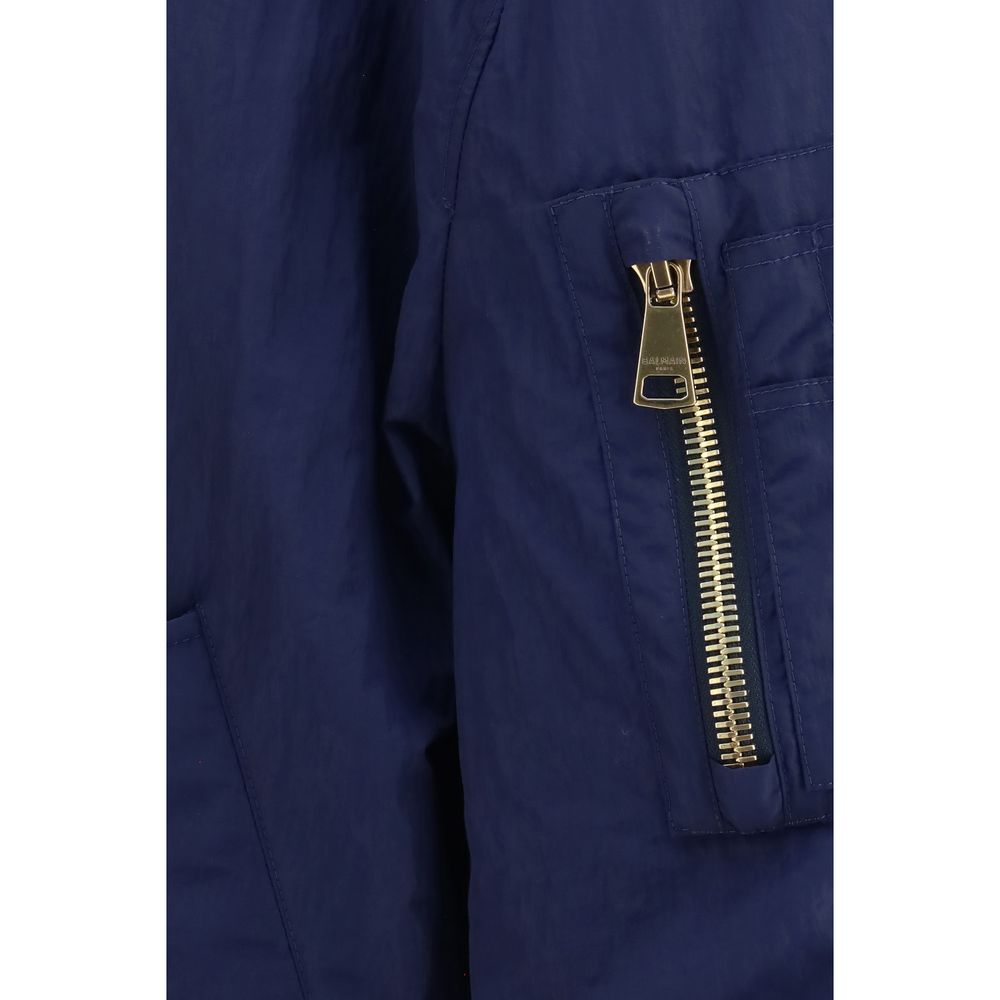 Balmain Bomber Jacket από ανακυκλωμένο πολυαμίδιο σε Μπλε