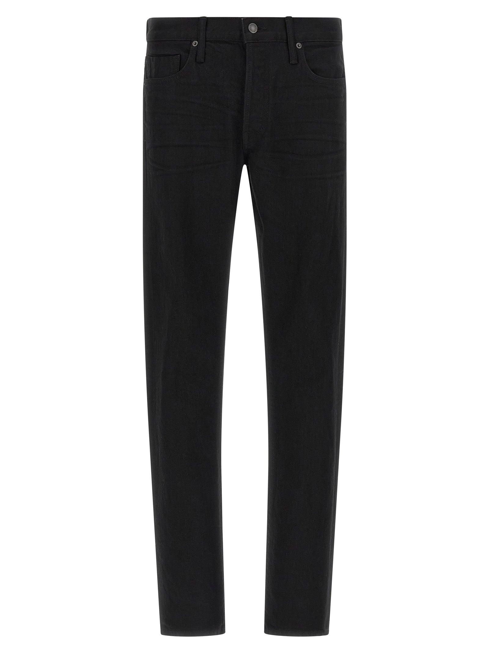 Black Cotton Straight-Leg Jeans