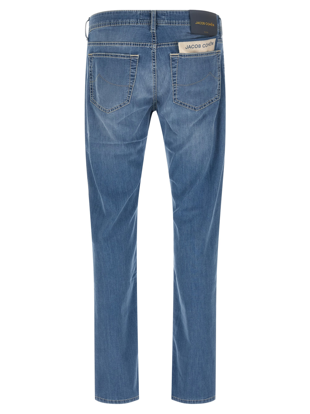Blue Cotton Straight-Leg Jeans