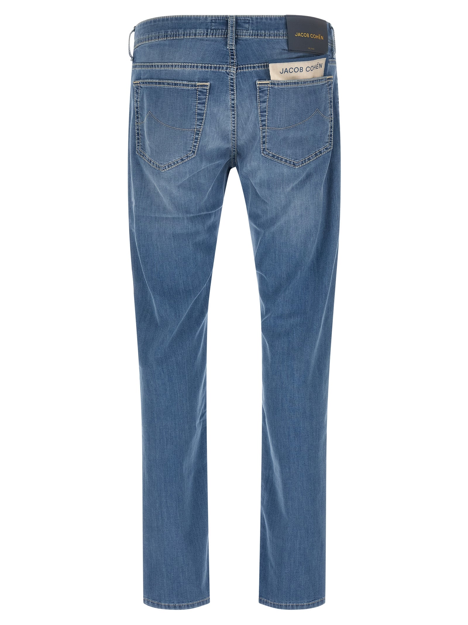 Blue Cotton Straight-Leg Jeans