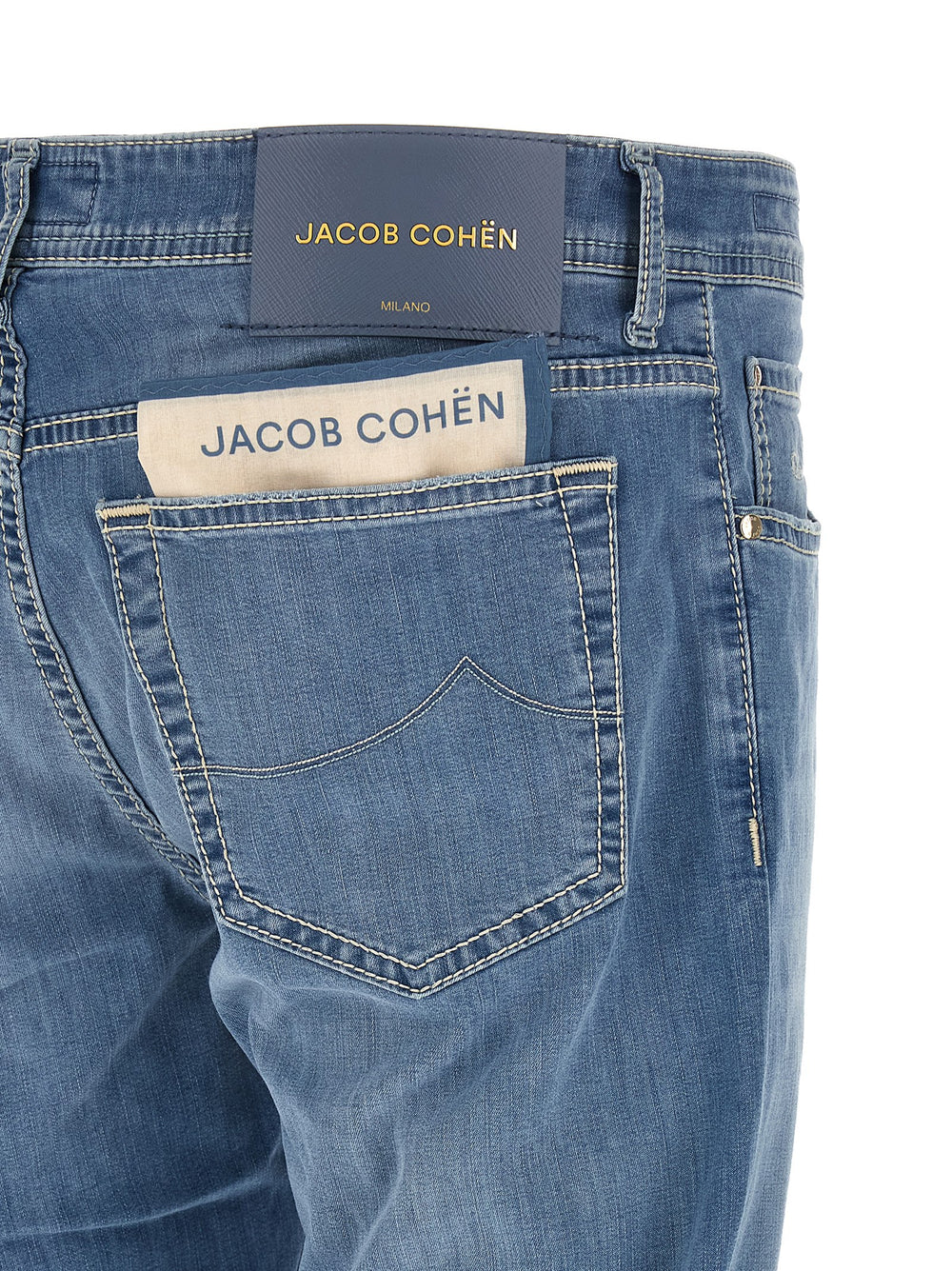 Blue Cotton Straight-Leg Jeans