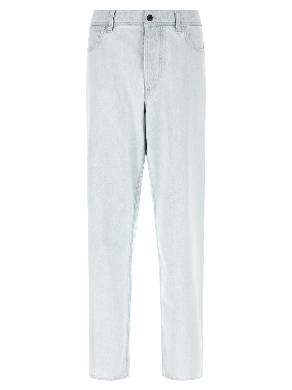 Blue Cotton Straight-Leg Jeans