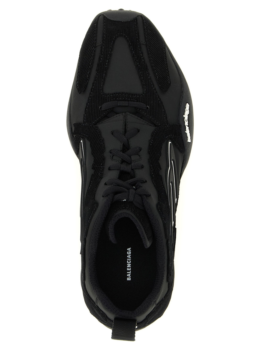 Black Polyester Athletic Sneakers