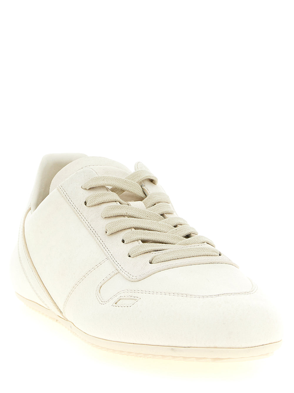 Rick Owens Lamb Leather Low-Top Sneakers in White